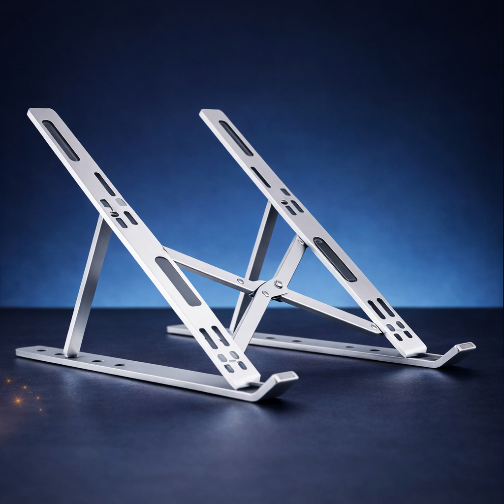 Premium Aluminum Foldable Adjustable Laptop Stand Ergonomic Portable Laptop Holder for Up to 18 Inch