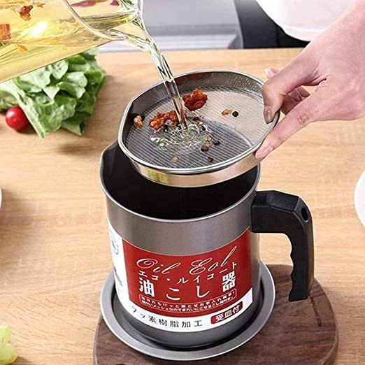 Kitchen Oil Filter Pot 1.4L | Reusable Cooking Oil Strainer & Storage Container