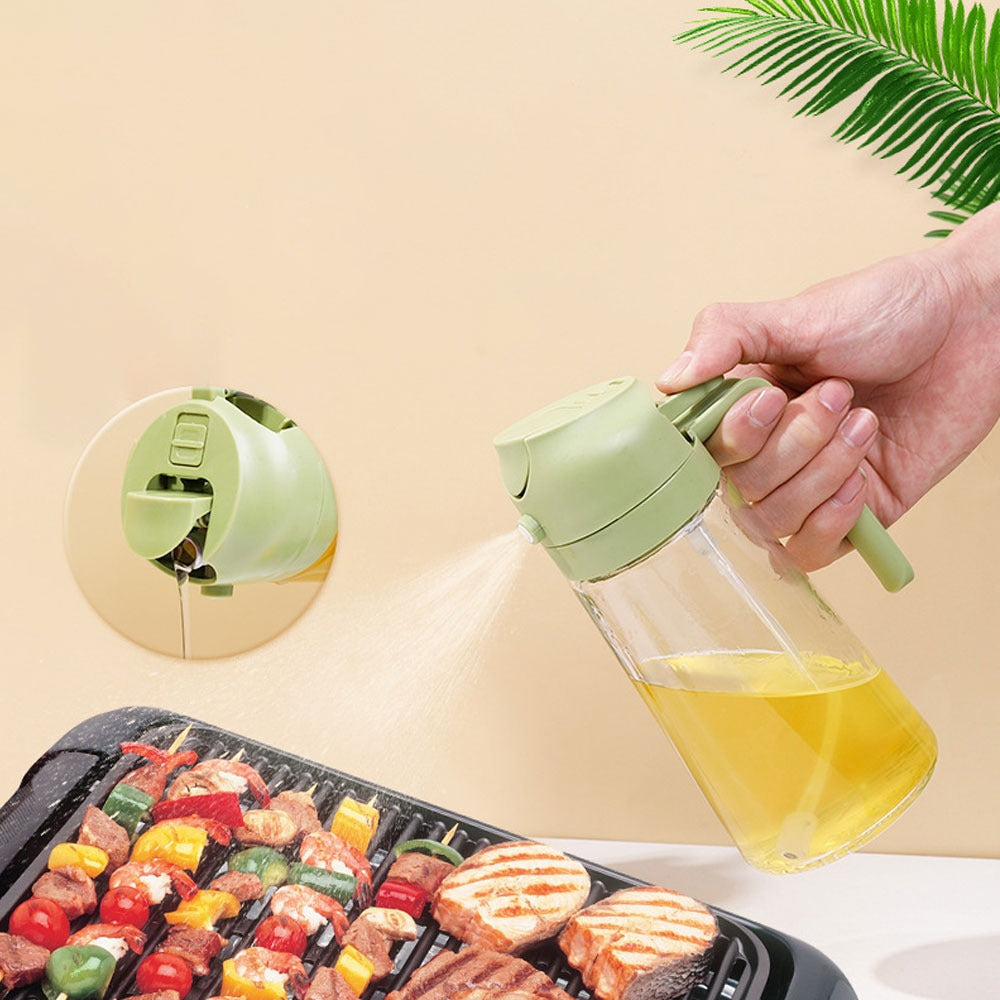 2-in-1 Oil Sprayer Bottle 400ML Oil Spray & Pour Dispenser for Cooking, Baking & BBQ
