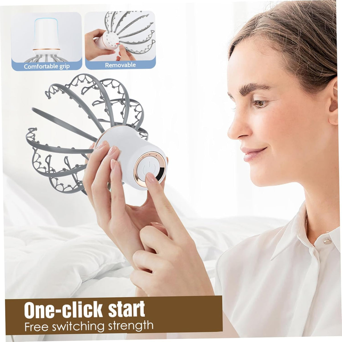 Electric Scalp Massager Octopus Shaped Scalp Massager with 12 Claws 500mAh 3 Mode Scalp Massage Tool with Handle Compact Head Massager for Stress/Headache Relief & More