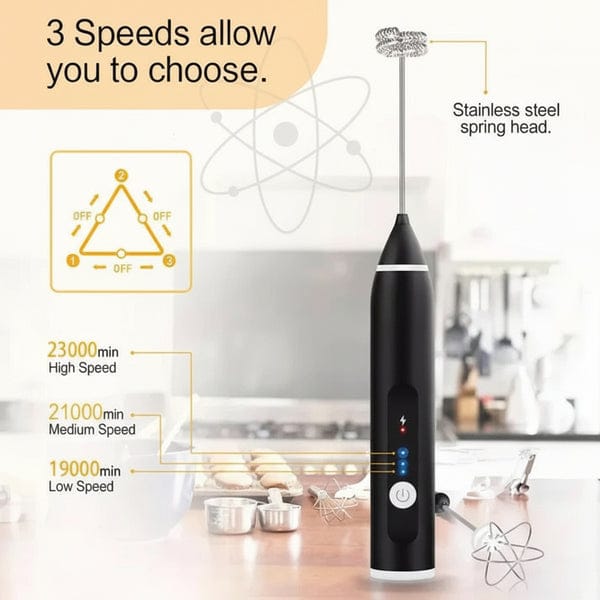2-in-1 Electric Coffee Beater | USB Rechargeable Milk Frother & Egg Whisk
