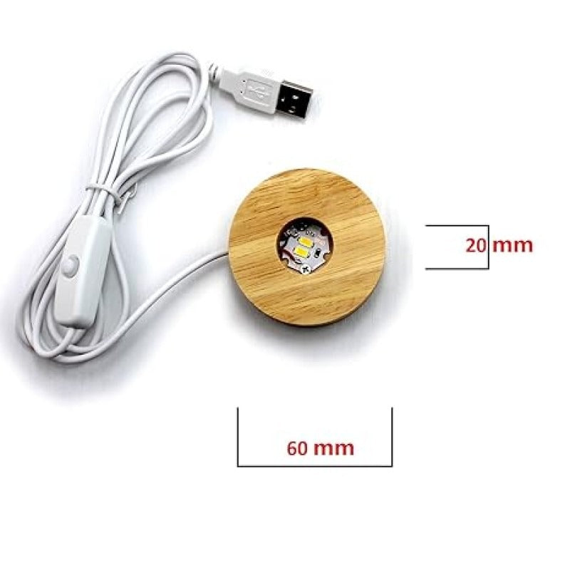 Glowing Crystal Ball Lamp with LED Wooden Base