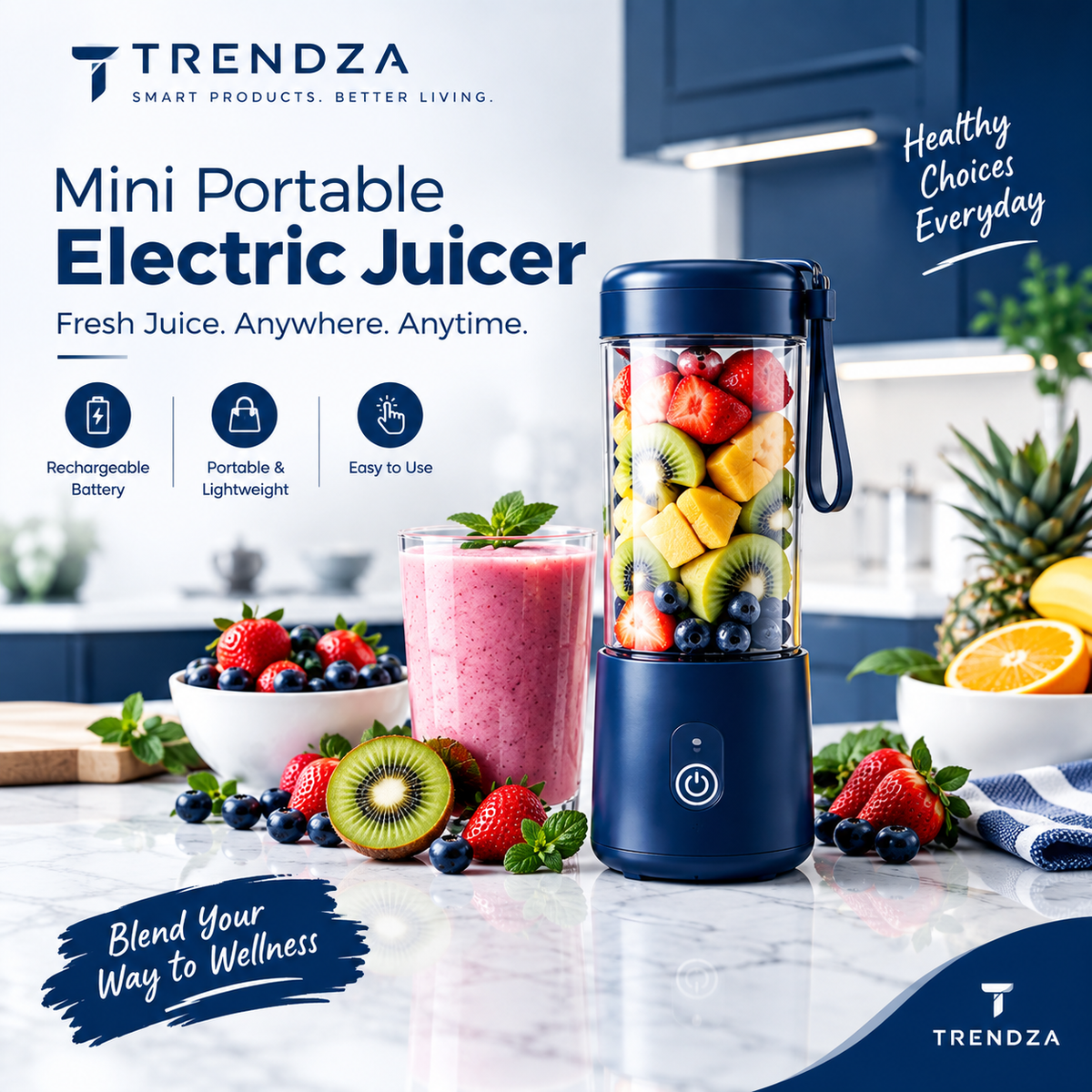 Mini Portable Electric Juicer Blender | Rechargeable Personal Smoothie Maker