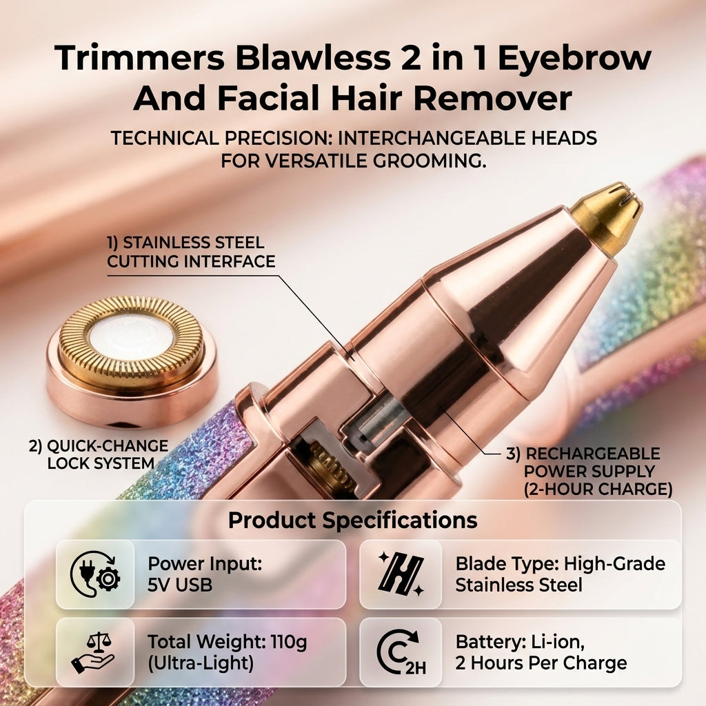 Flawless 2-in-1 Eyebrow & Facial Hair Remover | Portable Electric Hair Removal Tool