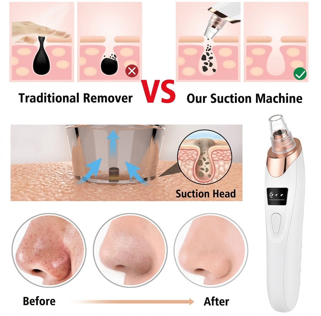 Blackhead Remover Machine 5 in 1 | Rechargeable Face Vacuum Derma Suction